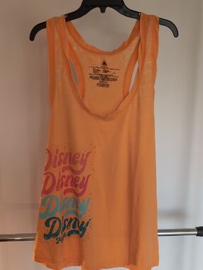 Disney Orange Racerback Tank with Multicolor Script